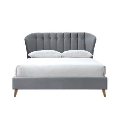 Porter Double Bed in Velvet Grey