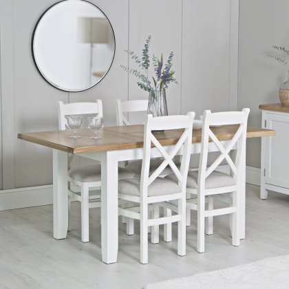 Derwent White 1.2m Table and 4 Fabric Cross Back Chairs
