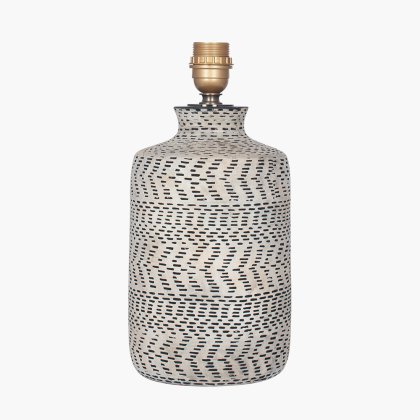 Atouk Textured Stoneware Lamp with Natural Linen Shade