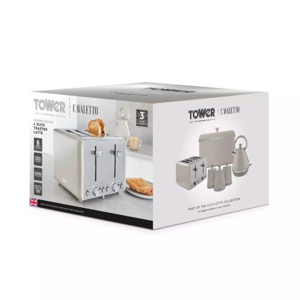 Tower Cavaletto Mushroom 4 Slice Stainless Steel Toaster