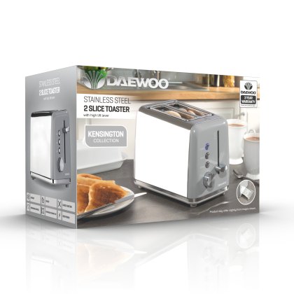 Daewoo Kensington Grey 2 Slice Toaster