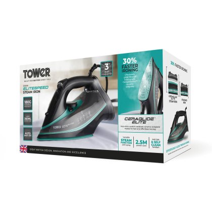 Tower Ceraglide 3100W Black and Teal Iron Ultra Speed
