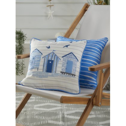 Fusion Beach Huts Outdoor Cushion Blue