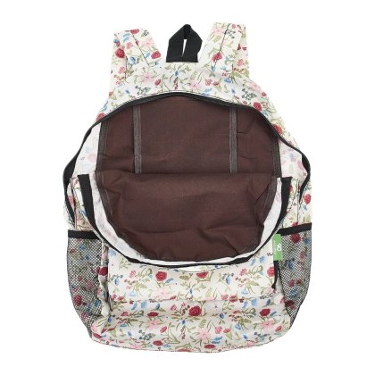 Eco Chic Lightweight Cream Floral Foldable Backpack