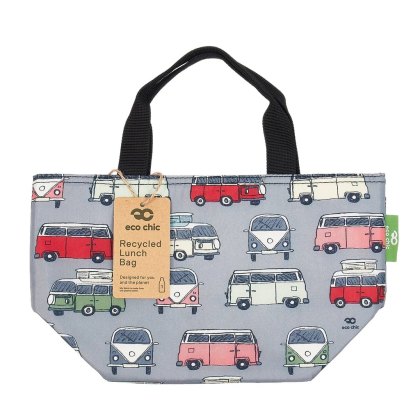 Eco Chic Lightweight Grey Campervan Insulated Foldable Lunch Bag