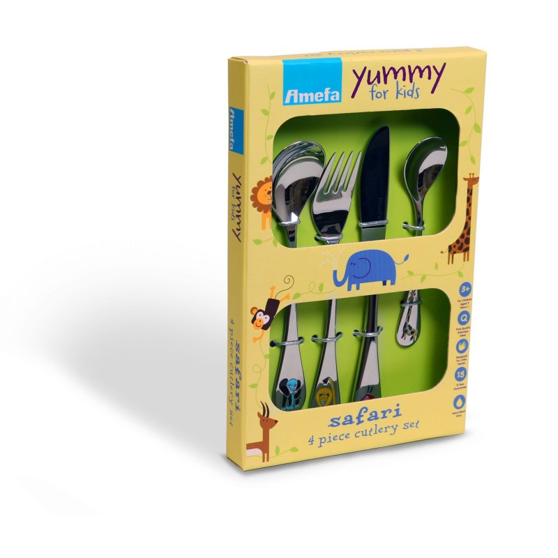Yummy 4 Piece Safari Kids Cutlery Set