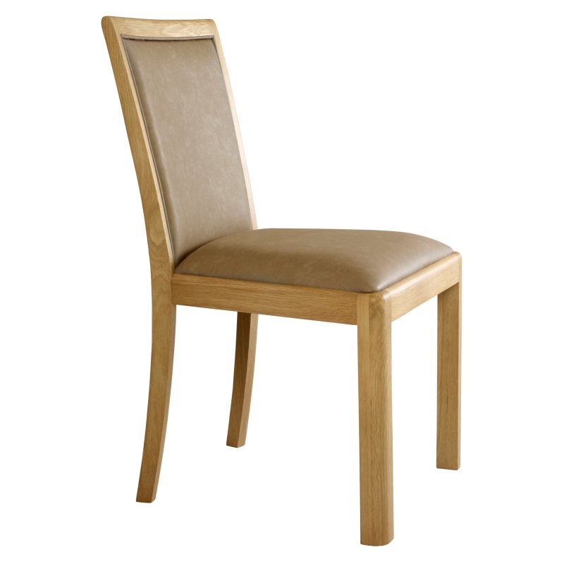 Sevenoaks Low Back Dining Chair in Faux Taupe Leather