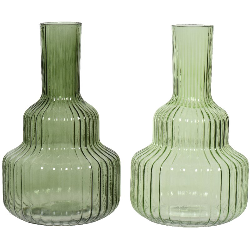 Kaemingk Green Sculpted Glass Vase