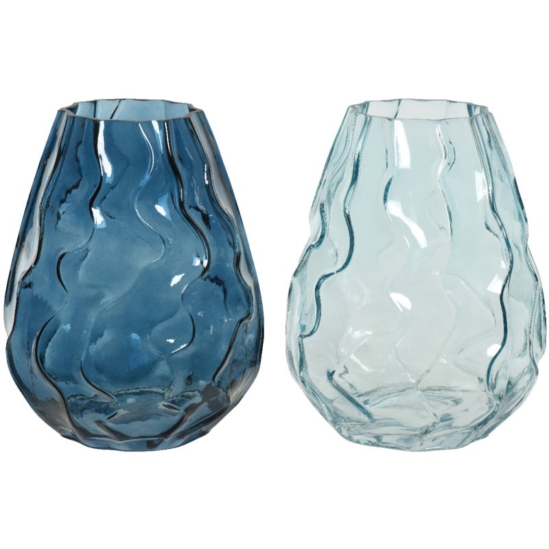 Kaemingk Blue Bubble Glass Vase