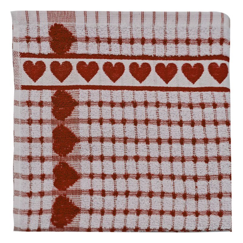 Heart Terry Red Tea Towel image on a white background