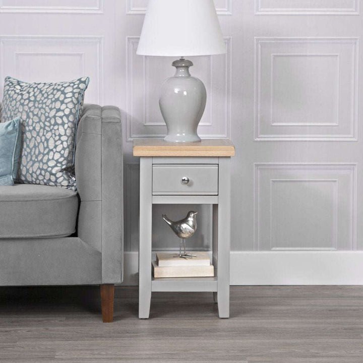 Derwent Grey Lamp Table lifestyle image of the lamp table