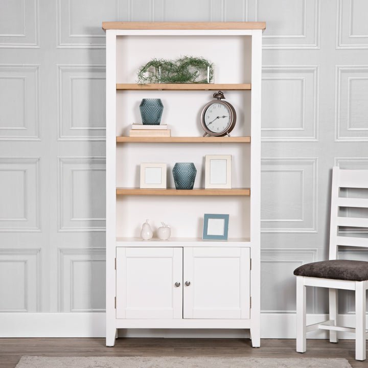 Derwent White Large Wide Bookcase lifestyle image of the bookcase