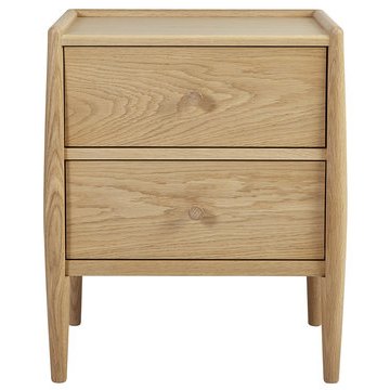Ercol Winslow 2 Drawer Bedside Chest front view of the chest on a white background