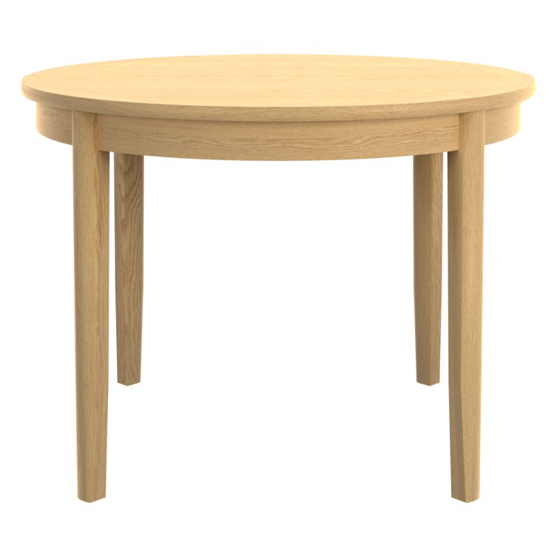 Warwick Oak Round Sunburst Dining Table on Legs front image of the table on a white background
