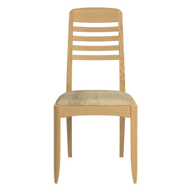 Warwick Oak Ladder Back Dining Chair Pair front angle of the chair on a white background