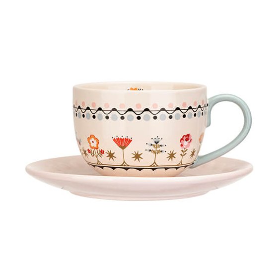 Cath Kidston Painted Table Teacup & Saucer Set image of the set on a white background