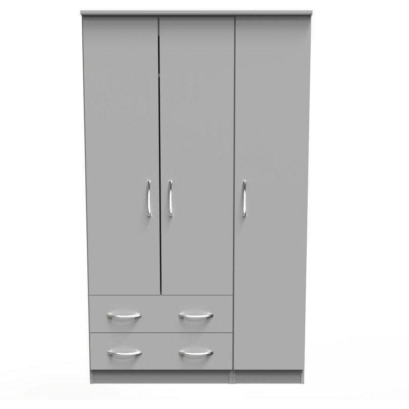 Evelyn Triple Wardrobe Grey Matt front on image of the wardrobe on a white background