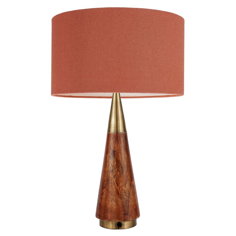 Allura Antique Brass And Dark Wood Table Lamp image of the lamp on a white background