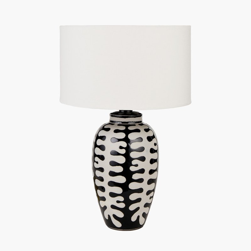 Elkorn Black And White Tall Coral Ceramic Table Lamp image of the lamp on a white background