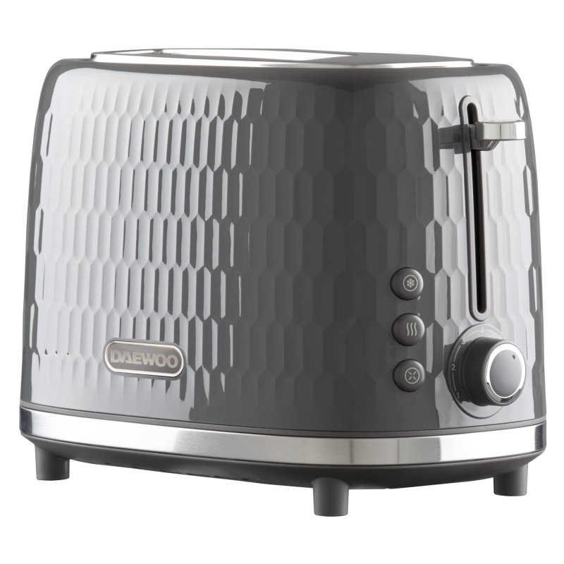 Daewoo Honeycomb 2 Slice Grey Toaster image of the toaster on a white background