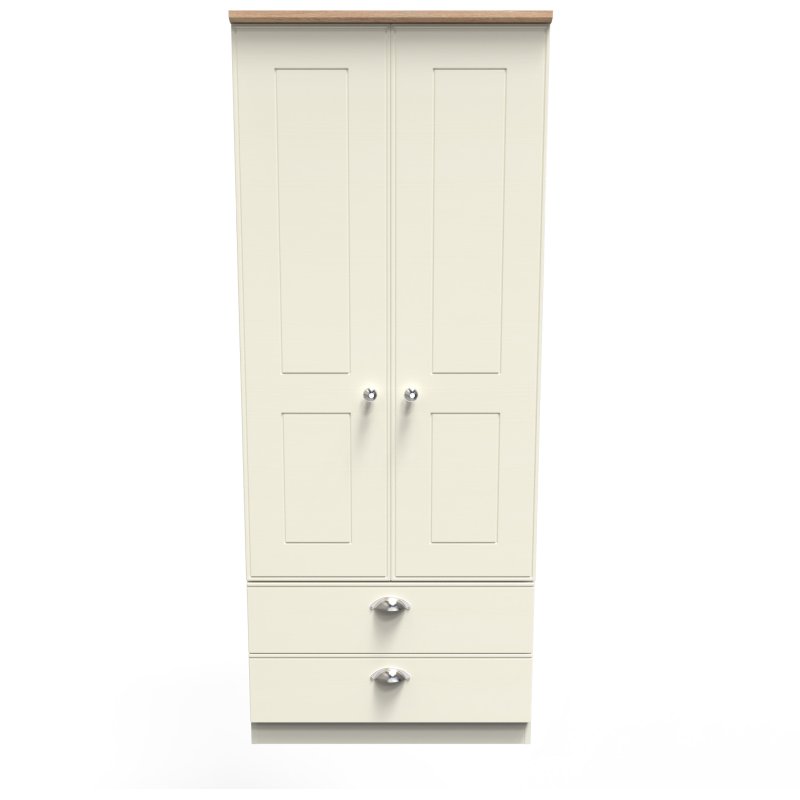 Elizabeth 2ft 6in 2 Drawer Wardrobe front on image of the wardrobe on a white background