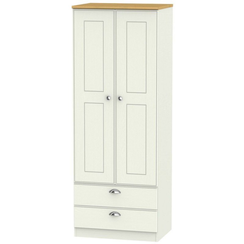 Elizabeth Tall 2ft 6in 2 Drawer Wardrobe angled image of the wardrobe on a white background