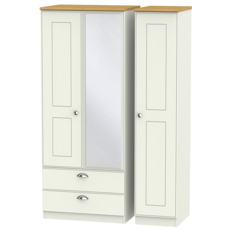 Elizabeth Triple 2 Drawer Mirror Wardrobe image of the wardrobe on a white background