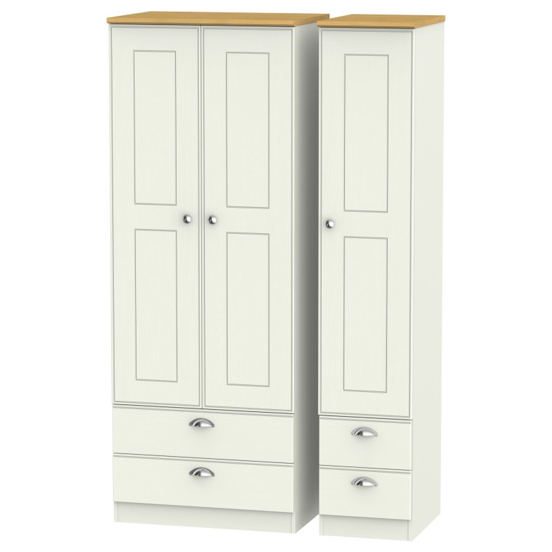 Elizabeth Tall Triple Wardrobe With Double Drawers image of the wardrobe on a white background