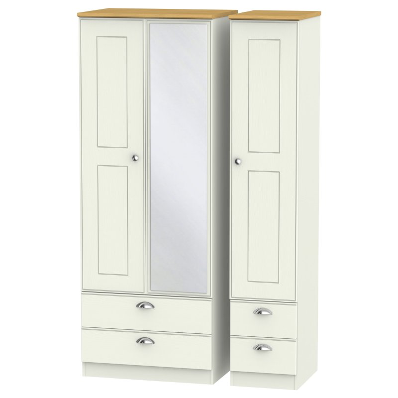 Elizabeth Tall Triple Mirror Wardrobe With Double Drawers image of the wardrobe on a white background
