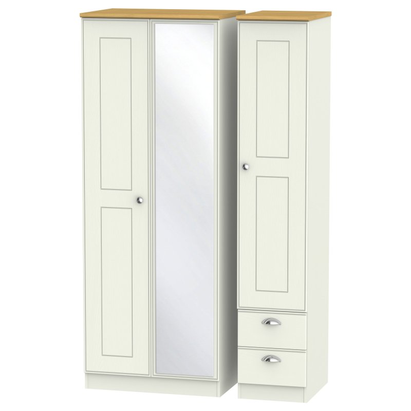 Elizabeth Tall Triple Mirror With Drawer Wardrobe image of the wardrobe on a white background