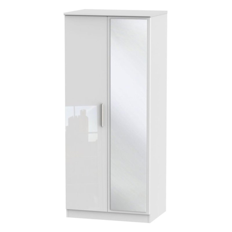 Kingsley 2ft 6in Mirrored Wardrobe image of the wardrobe on a white background