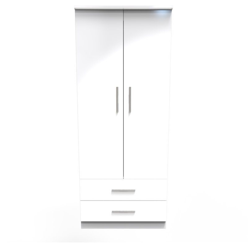 Kingsley 2ft 6in 2 Drawer Wardrobe front on image of the wardrobe on a white background