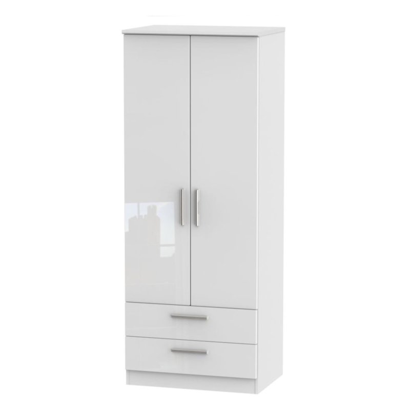 Kingsley Tall 2ft 6in 2 Drawer Wardrobe image of the wardrobe on a white background
