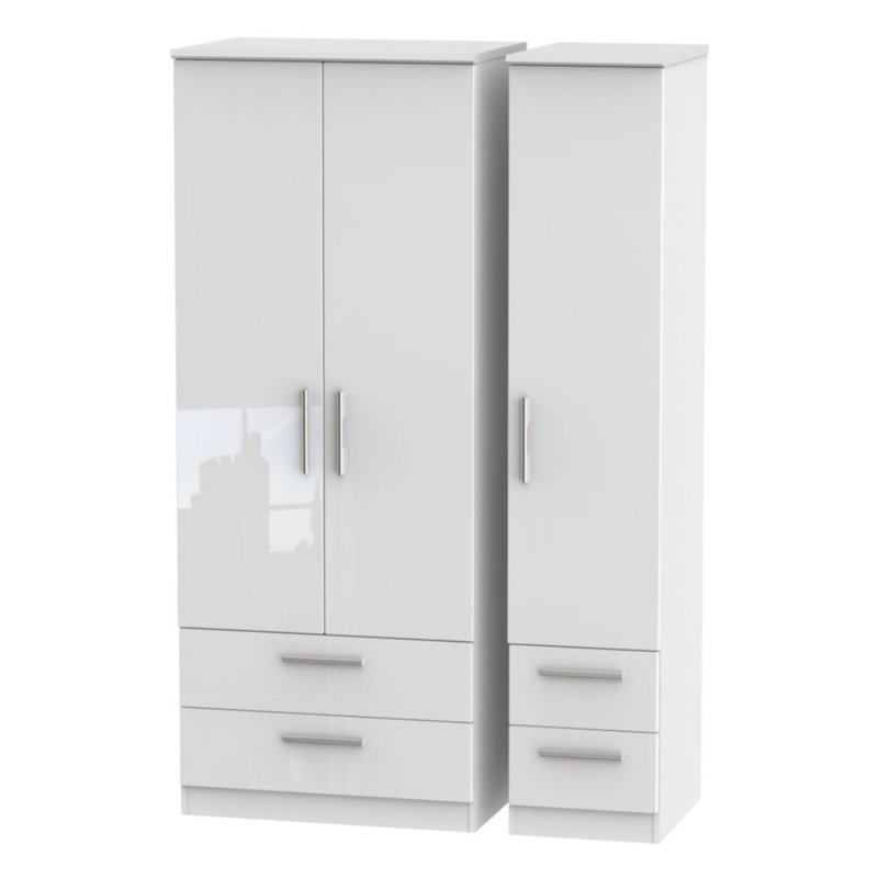 Kingsley Triple 2 Drawer With Drawer Wardrobe image of the wardrobe on a white background