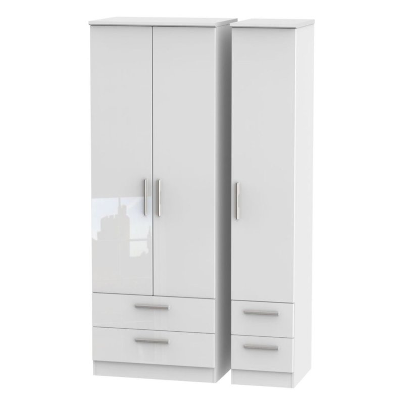 Kinglsey Tall Triple 2 Drawer Wardrobe image of the wardrobe on a white background