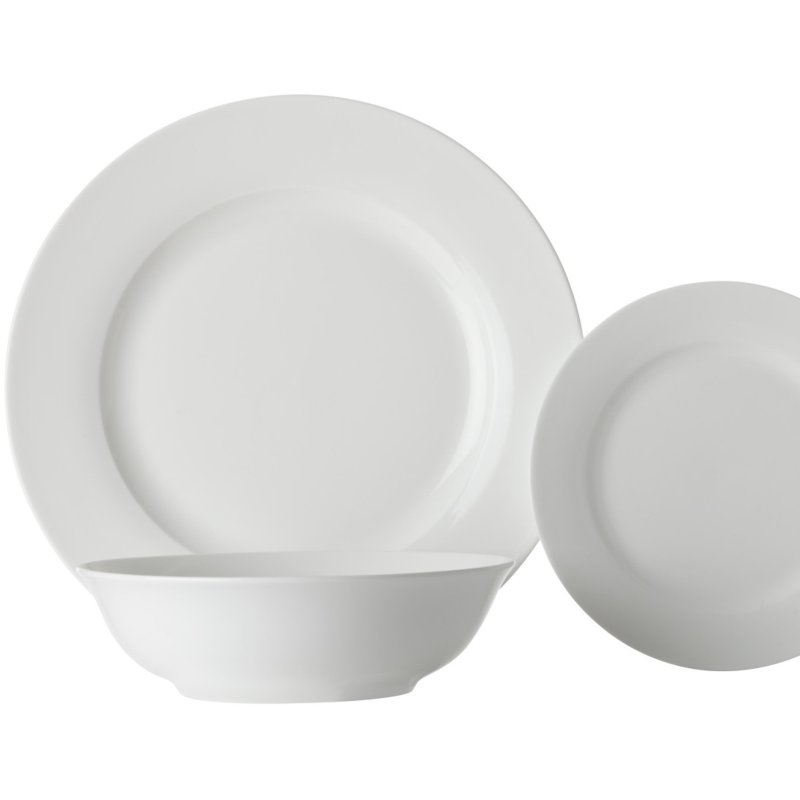 Maxwell Williams White Basics Rim 12 Piece Dinner Set image of the set contents on a white background