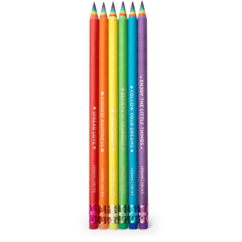 Legami Happiness Set Of 6 Recycled Paper Pencils image of the pencils on a white background