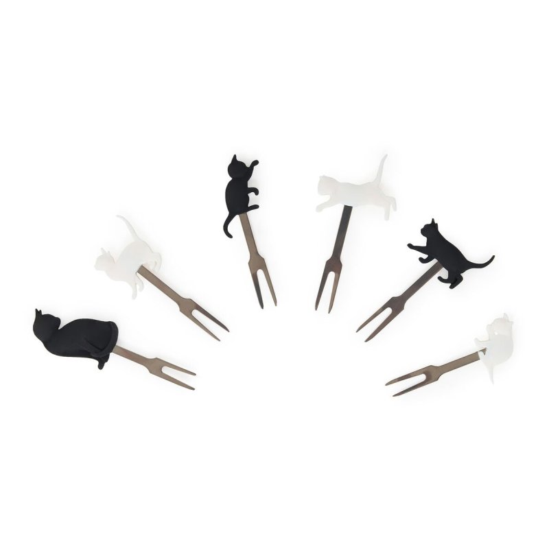 Legami Meow Cat Set Of 6 Aperitif Forks image of the forks spread out on a white background