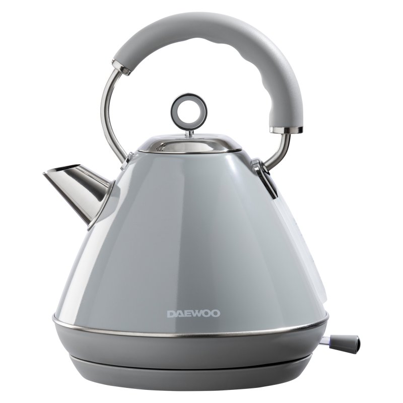 Daewoo Kensington Grey 1.7L 3kw Pyramid Kettle image of the kettle on a white background