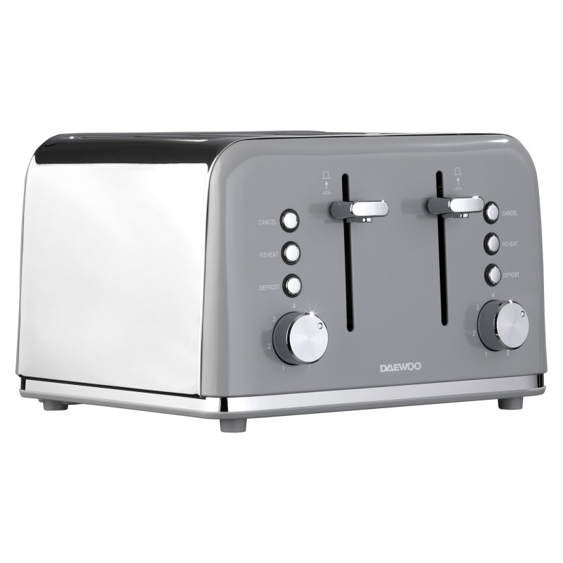 Daewoo Kensington Grey 4 Slice Toaster image of the toaster on a white background