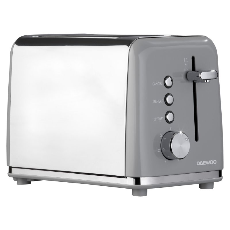 Daewoo Kensington Grey 2 Slice Toaster image of the toaster on a white background