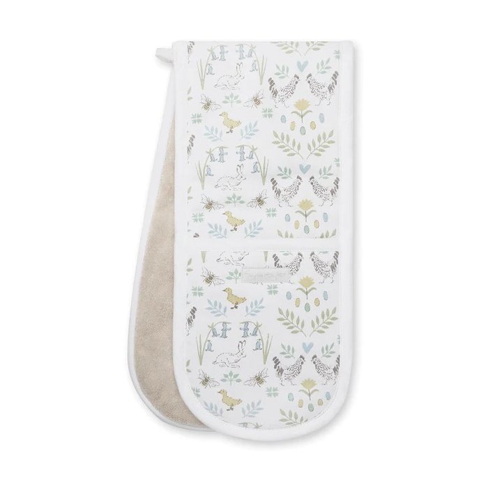 Sophie Allport Spring Chicken Double Oven Glove image of the oven gloves on a white background