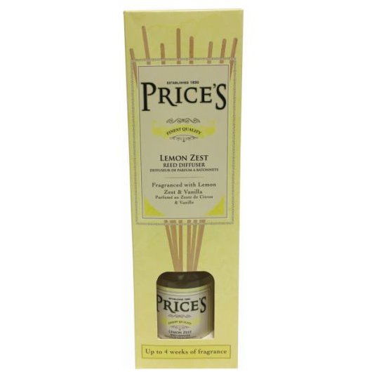 Price's Candles Heritage Lemon Zest Reed Diffuser image of the diffuser in packaging on a white background