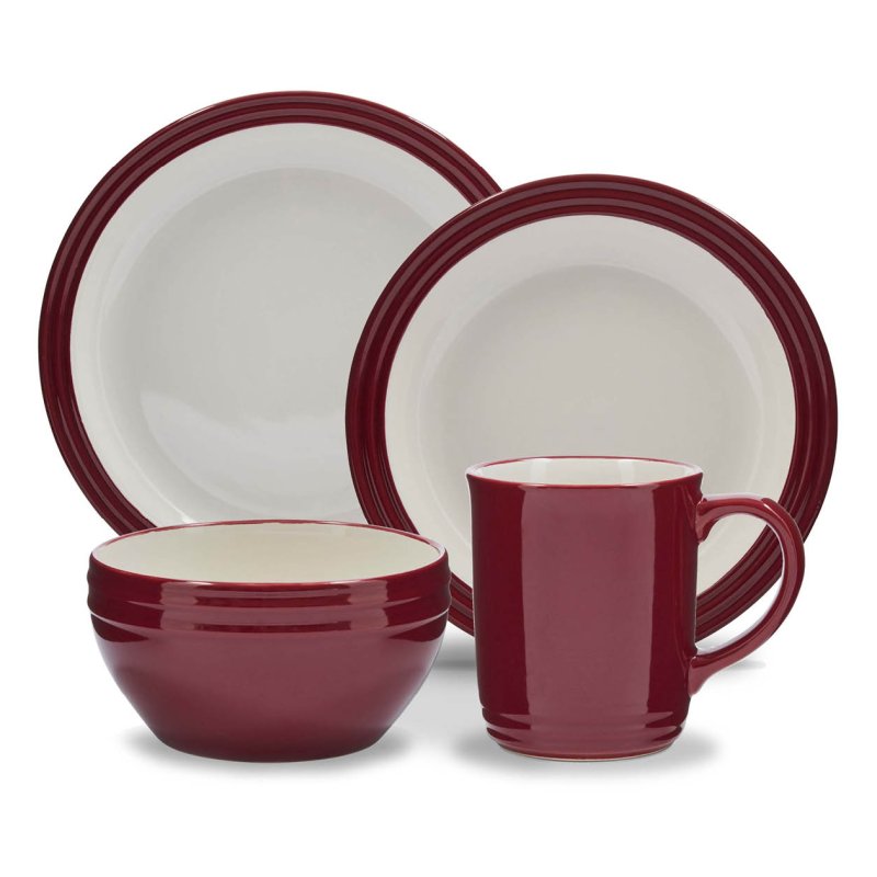 Barbary & Oak Red Foundry 16 Piece Dinner Set image of the dining set on a white background
