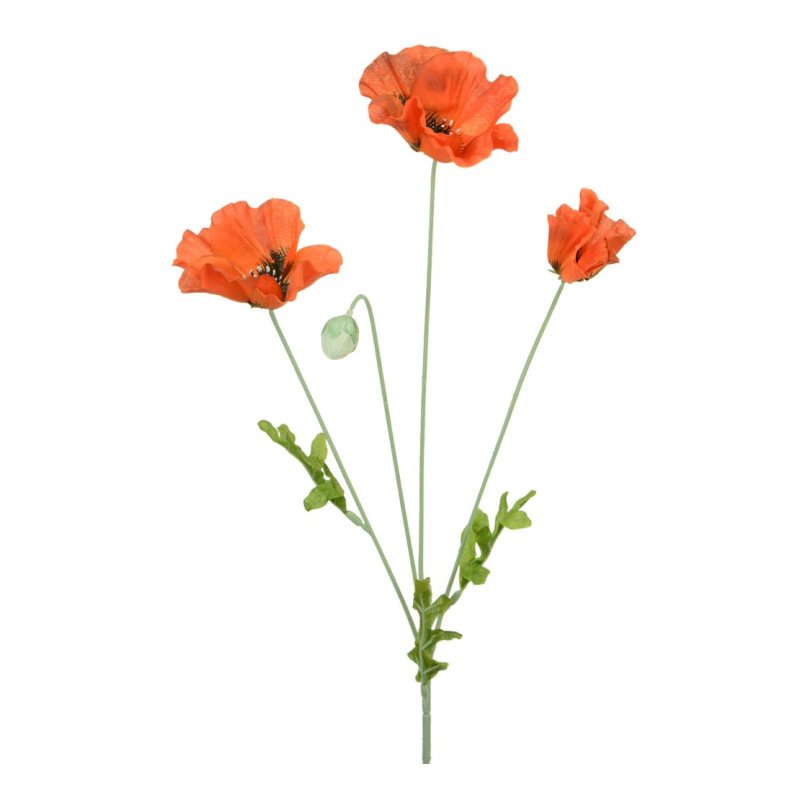 Floralsilk Dark Orange Poppy image of the flower on a white background