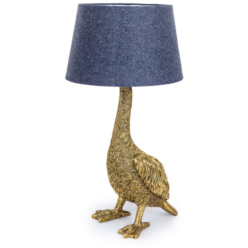 Antique Gold Goose Table Lamp With Grey Shade