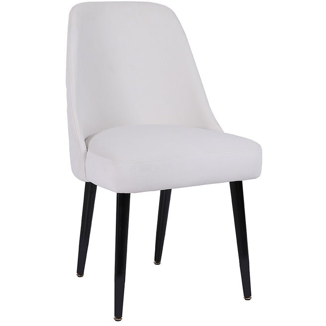 Stitch Back Limestone Velvet Dining Chair angled image of the chair on a white background