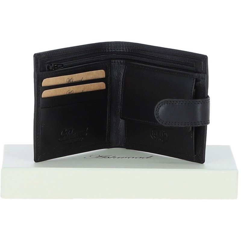 Fonz Leather Mens Classic 3 Card And ID Billfold Wallet Black Front