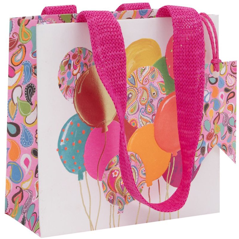 Glick Paisley Pink Balloons Gift Bags Small