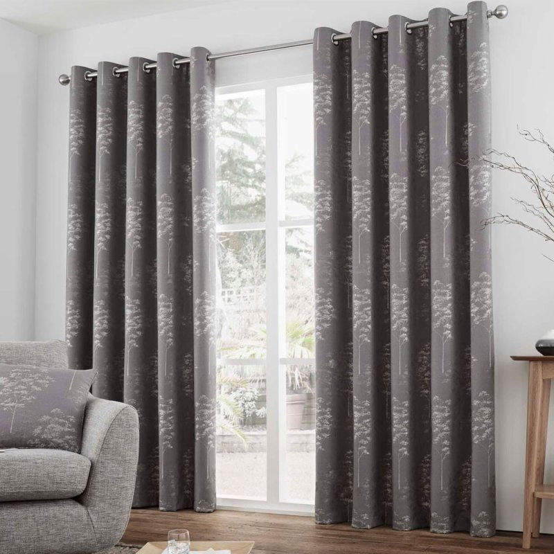 Elmwood Graphite Lined Curtains